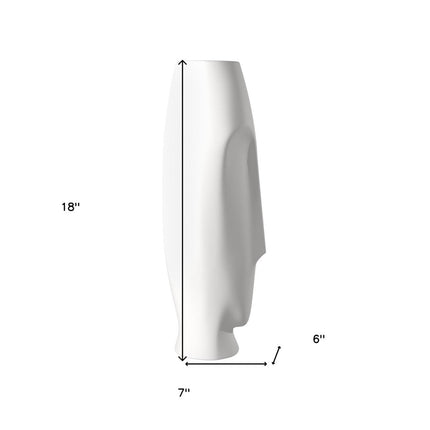 Set of Two Ceramic White Cylinder Table Vases