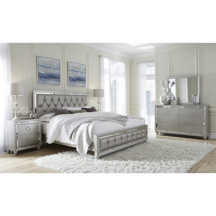 28" Solid and Manufactured Wood And Mirrored Glass Nightstand