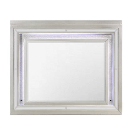 38" Champagne Wood Lighted Mounted Accent Mirror