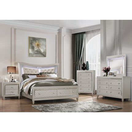 26" Solid and Manufactured Wood And Mirrored Glass Nightstand