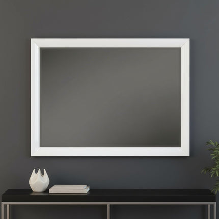 34" White Wood Framed Accent Mirror