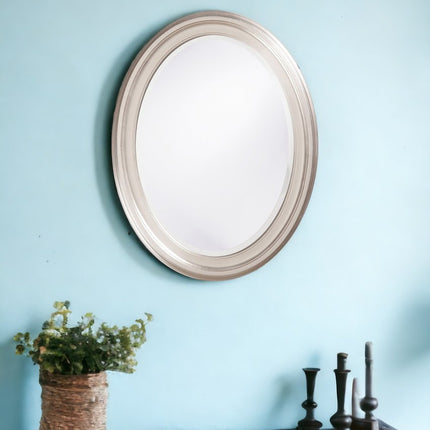33" Silver Oval Framed Accent Mirror