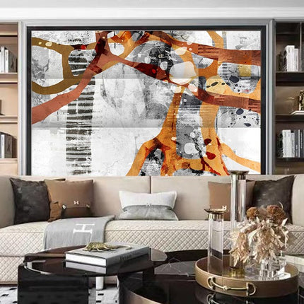 72" Black And White Canvas Folding Three Panel Screen Room Divider