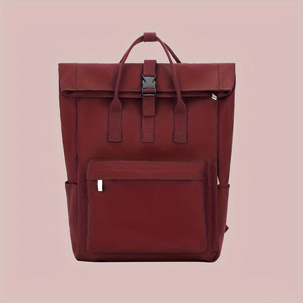 New Large-Capacity Rolled-Edge Backpack Suitable for 15.6-Inch Laptops, Ideal for Both Male And Female Students