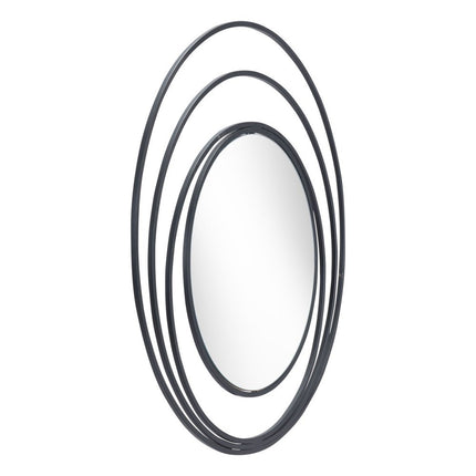 32" Black Oval Steel Framed Accent Mirror
