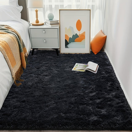 1pc Soft Plush Mat, Non-Slip Fluffy Plush Shaggy Bedside Mat, Tie-Dye Living Room Mat,