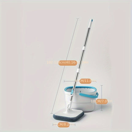 4PCS/SET rotating square mop set, equipped with mop bucket+2 washable and reusable ultra-fine fiber mops