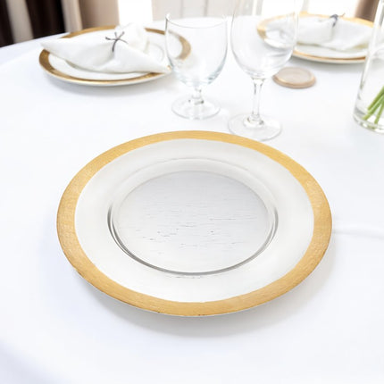 13" Clear And Gold Glass Charger Plate