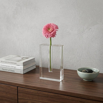6" Clear Square Crystal Glass Table Vase