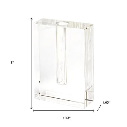 8" Clear Crystal Clear Square Table Vase