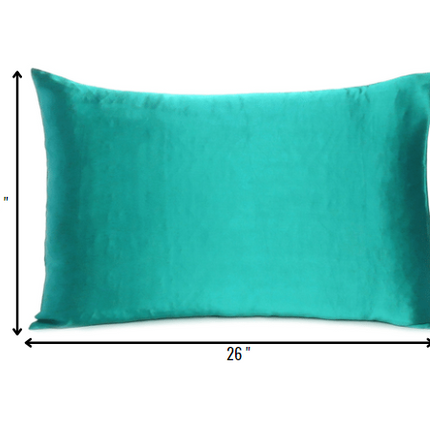 Teal Dreamy Set Of 2 Silky Satin Standard Pillowcases