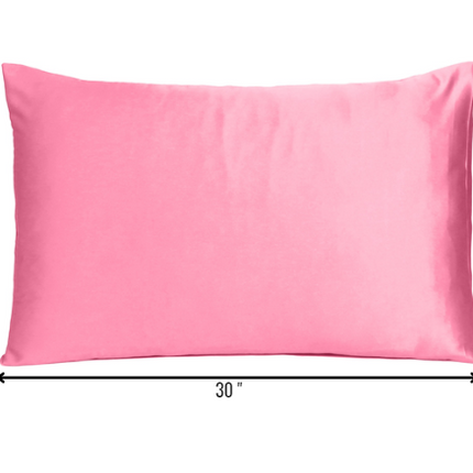 Pink Rose Dreamy Set Of 2 Silky Satin Queen Pillowcases
