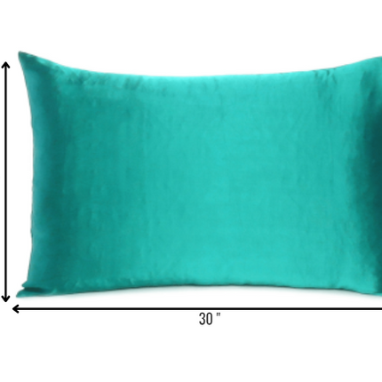 Teal Dreamy Set Of 2 Silky Satin Queen Pillowcases