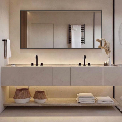 Full Length Mirror Black&Gold Horizontal and Vertical Floor Mirror Standing Hanging or Leaning Wall,