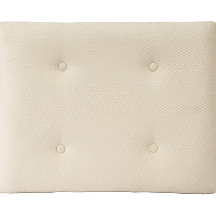 26" Ivory Cotton and Brown Tufted Ottoman