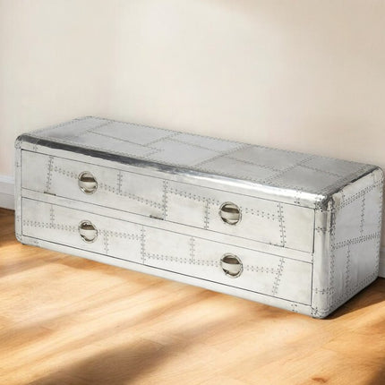 59" Silver Solid Wood Enclosed and Open Storage TV Stand