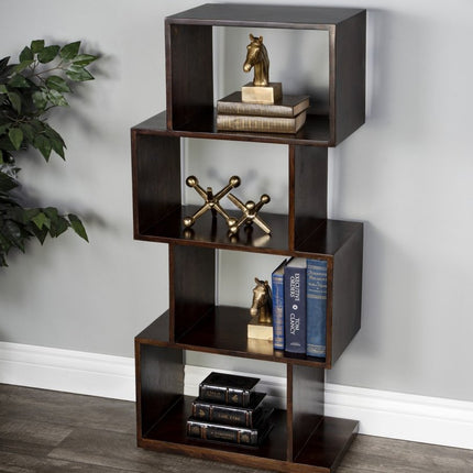 48" Dark Brown Wood Three Tier Bookcase