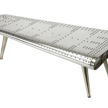 60" Silver Aluminum and Metal Coffee Table