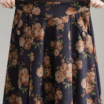 Women's Rabbit Dance (Mi Mi Dance) Print Midi Skirt A-Line Umbrella Skirt with Flared Hem