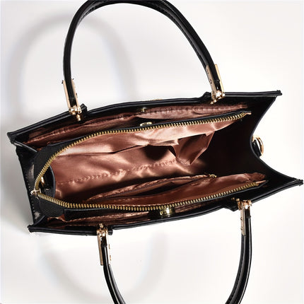 Small Handbag For Women, Stylish Crocodile Pattern Tote Bag, Color Contrast Crossbody Bag