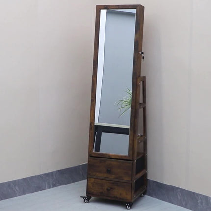 LED, Full Length Mirror Large Capacity Jewelry Organizer Armoire, Lockable Floor Standing Mirror