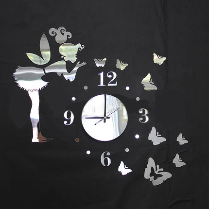 Mirror Wall Clock Stars Living Room Bedroom Personality Background Wall Clock