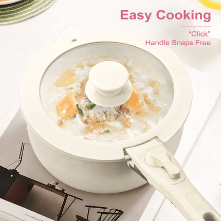 11-Piece Non-Stick Cookware Set, 11 in 1, Ceramic Kitchen Set, Pots and Frying Pan with Detachable Handle