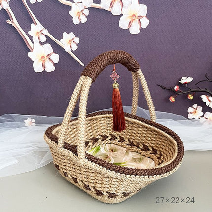 Hemp Rope Hand-woven Finished Baskets Pastoral Retro Hand-woven Baskets