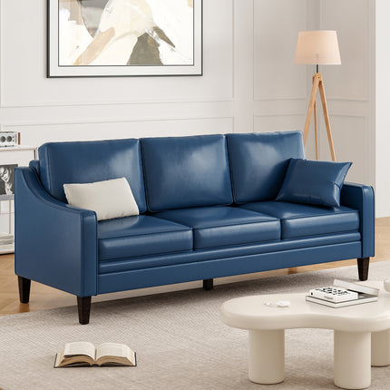 Sofa Suitable for High-Traffic Areas & Pet-Friendly - Slipcovered Synthetic Leather Couch