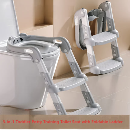 Complete Potty Training Set with Baby Potty Chair & 2-Step Ladder - Adjustable Height Toilet with Stickers,