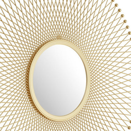 35" Gold Round Iron Framed Accent Mirror