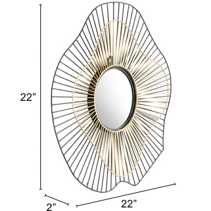 22" Black Abstract Metal Framed Accent Mirror