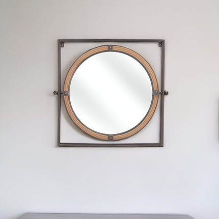 22" Gray Square Steel Framed Accent Mirror