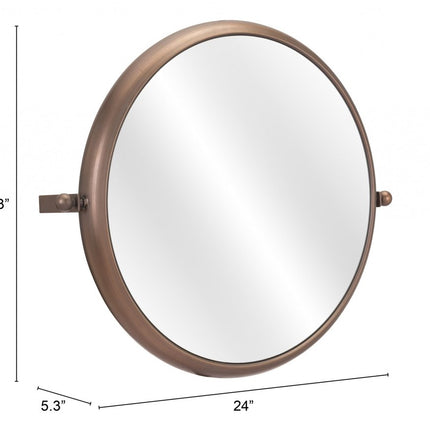 Industrial Gold Round Mirror
