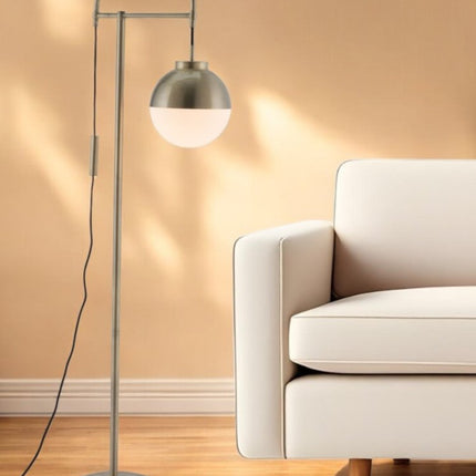 69" Bronze Steel Floor Lamp With Bronze Steel Globe Shade
