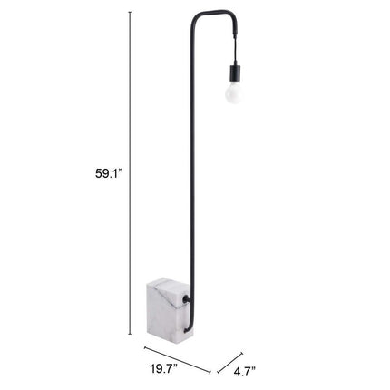 59" Black And White Marble And Steel LED Floor Lamp