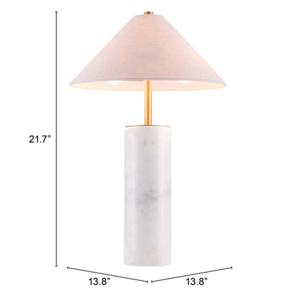 55" White Metal Bedside Table Lamp With Beige Empire Shade