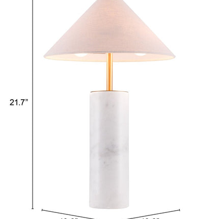 55" White Metal Bedside Table Lamp With Beige Empire Shade