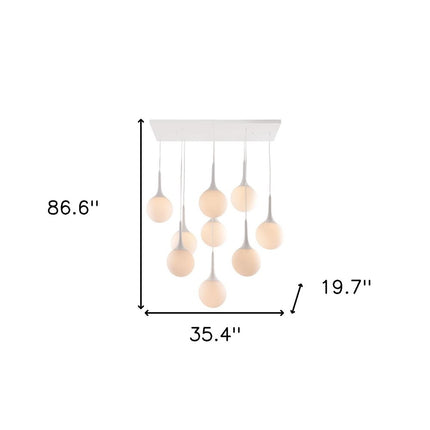 White Shaded Nine Light Metal Dimmable Ceiling Light