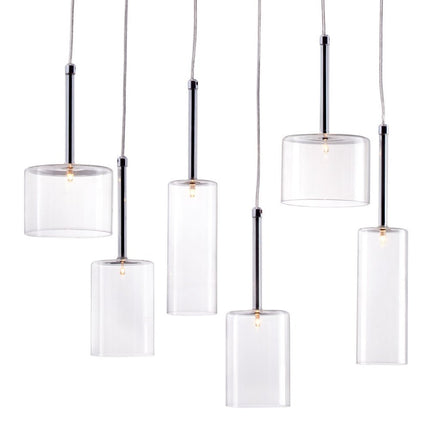 Silver Kitchen Island Six Light Metal LED Ceiling Light With Shades