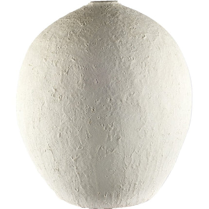 23" White Cylinder Ceramic Floor Vase