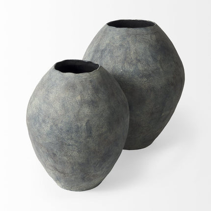 28" Gray Cylinder Ceramic Floor Vase