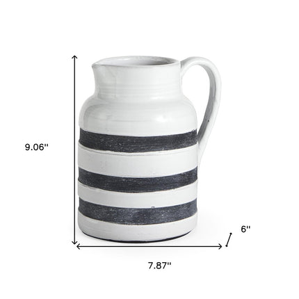 9" Blue And White Cylinder Ceramic Urns Jars