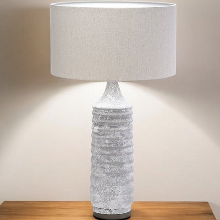 31" Gray Lamp Base LED With Beige Shade