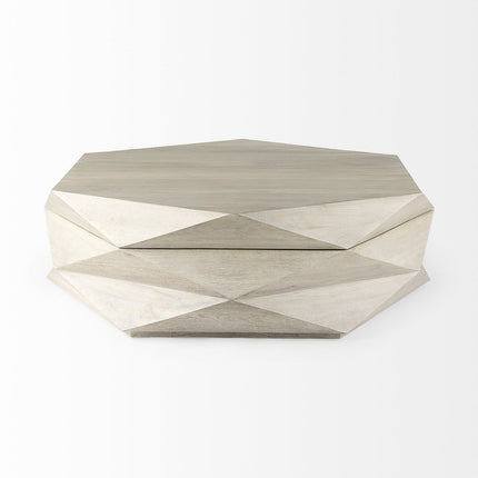 48" Natural Solid Wood Hexagon Lift Top Solid Coffee Table