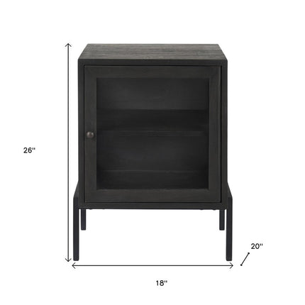 26" Black And Brown Solid Wood Square End Table