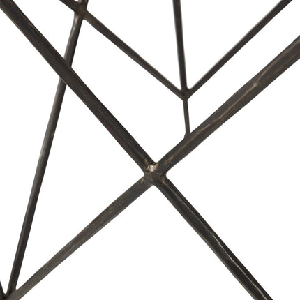 Set of Two White and Black Marble and Metal Square Nested Tables