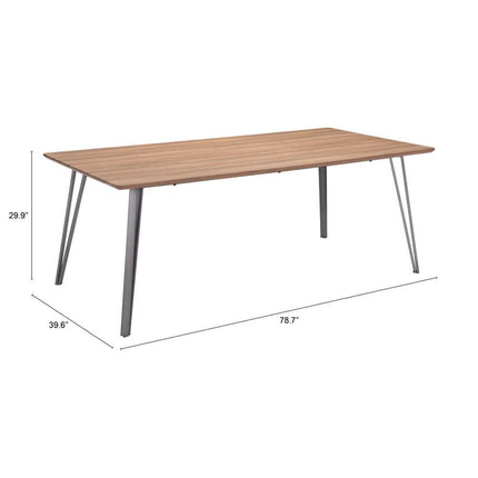 79" Brown and Gray Wood and Steel Dining Table