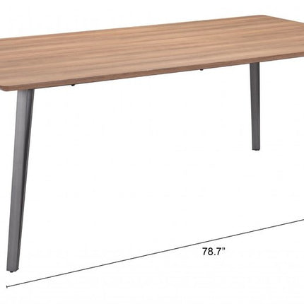79" Brown and Gray Wood and Steel Dining Table