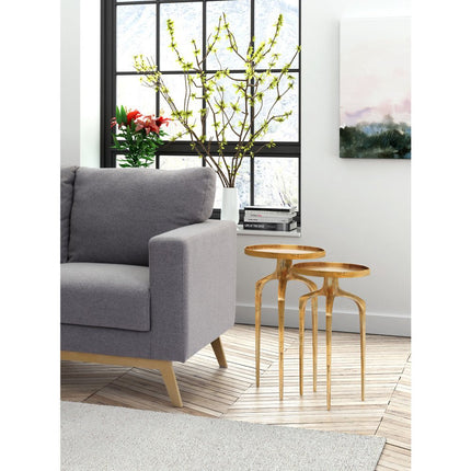 Set Of Two 13" Gold Nested Tables